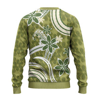 Hawaii Pupuala Plumeria Olive Green Ugly Christmas Sweater Polynesian Pattern LT01 - Polynesian Pride
