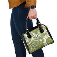Hawaii Pupuala Plumeria Olive Green Shoulder Handbag Polynesian Pattern LT01 - Polynesian Pride