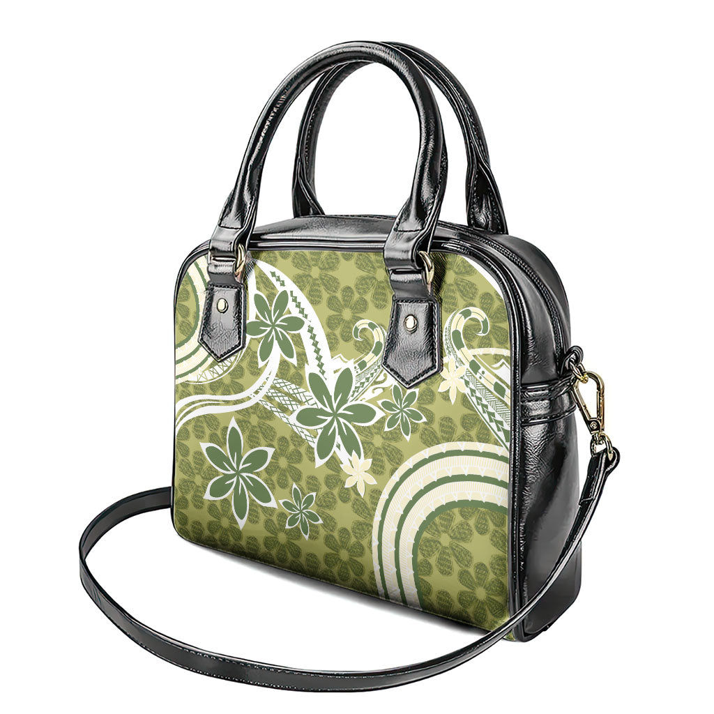 Hawaii Pupuala Plumeria Olive Green Shoulder Handbag Polynesian Pattern LT01 - Polynesian Pride
