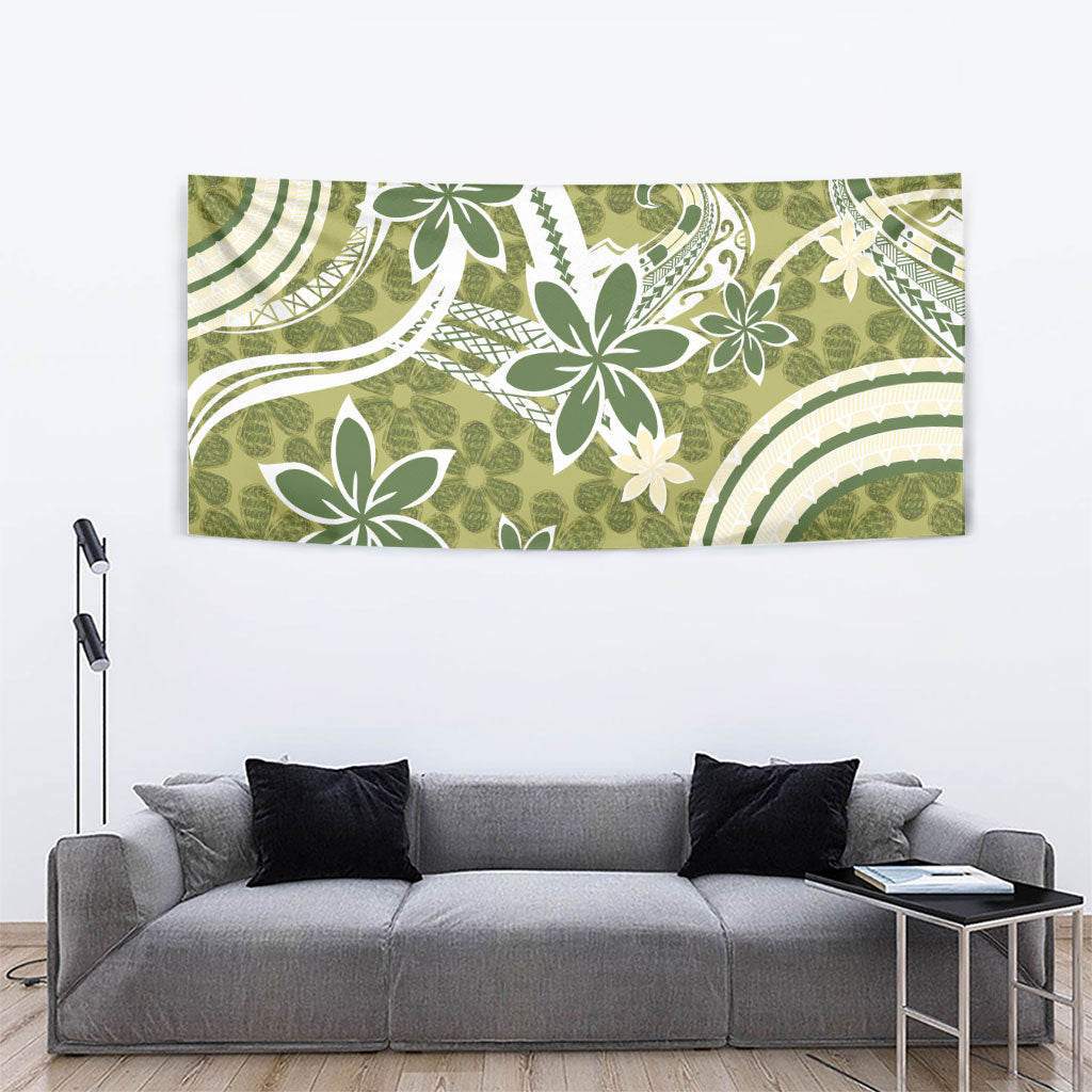 Hawaii Pupuala Plumeria Olive Green Tapestry Polynesian Pattern LT01 - Polynesian Pride