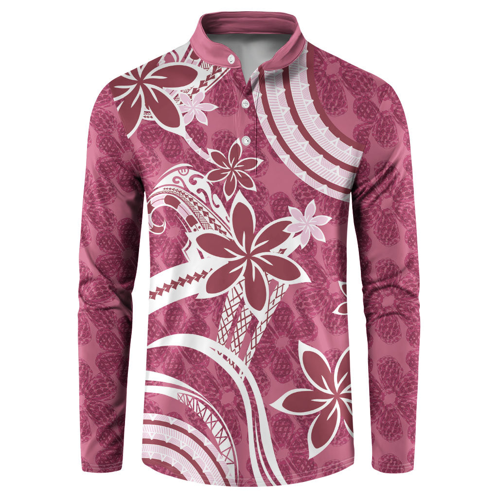 Hawaii Pupuala Plumeria Pink Button Sweatshirt Polynesian Pattern LT01 Pink - Polynesian Pride