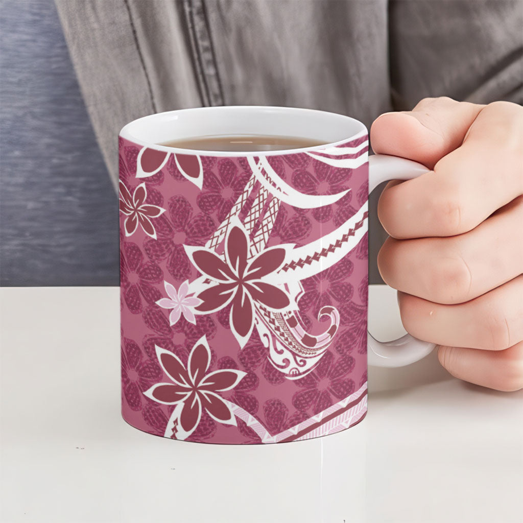 Hawaii Pupuala Plumeria Pink Ceramic Mug Polynesian Pattern LT01 - Polynesian Pride