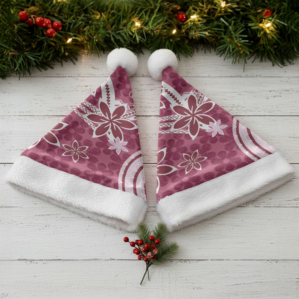 Hawaii Pupuala Plumeria Pink Christmas Santa Hat Polynesian Pattern LT01 - Polynesian Pride