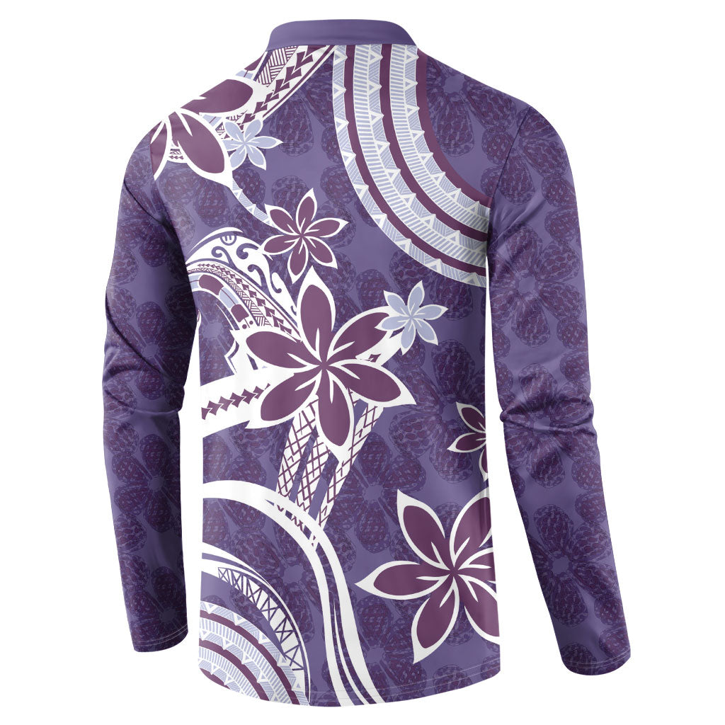 Hawaii Pupuala Plumeria Purple Button Sweatshirt Polynesian Pattern LT01 - Polynesian Pride