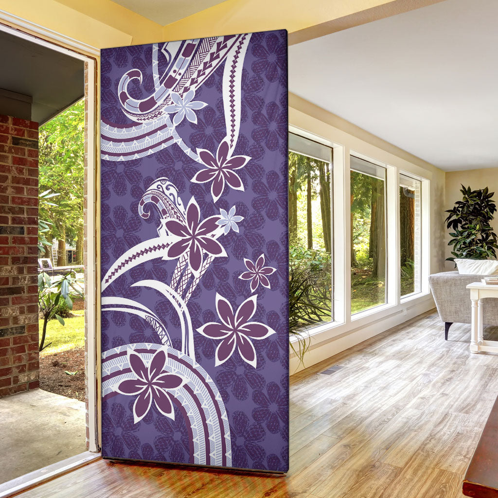 Hawaii Pupuala Plumeria Purple Door Cover Polynesian Pattern LT01 - Polynesian Pride