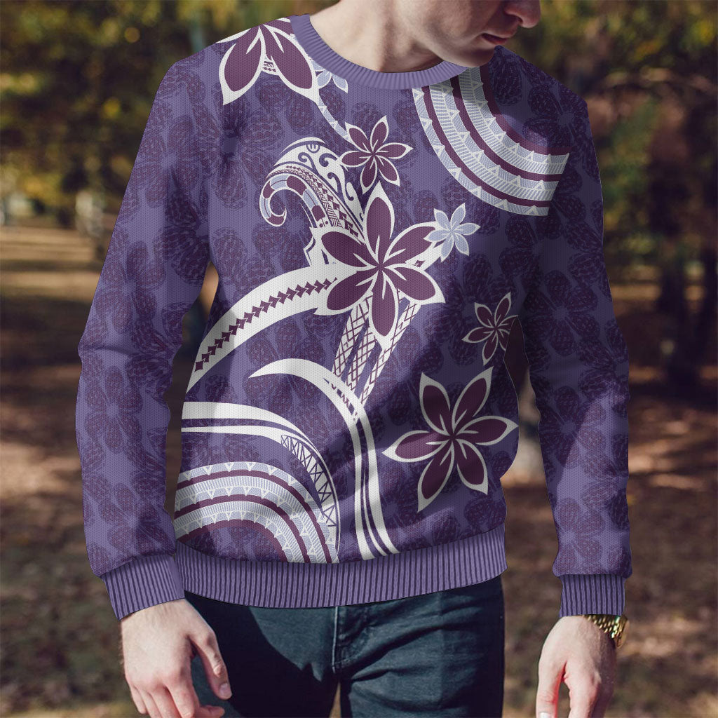 Hawaii Pupuala Plumeria Purple Ugly Christmas Sweater Polynesian Pattern LT01 - Polynesian Pride