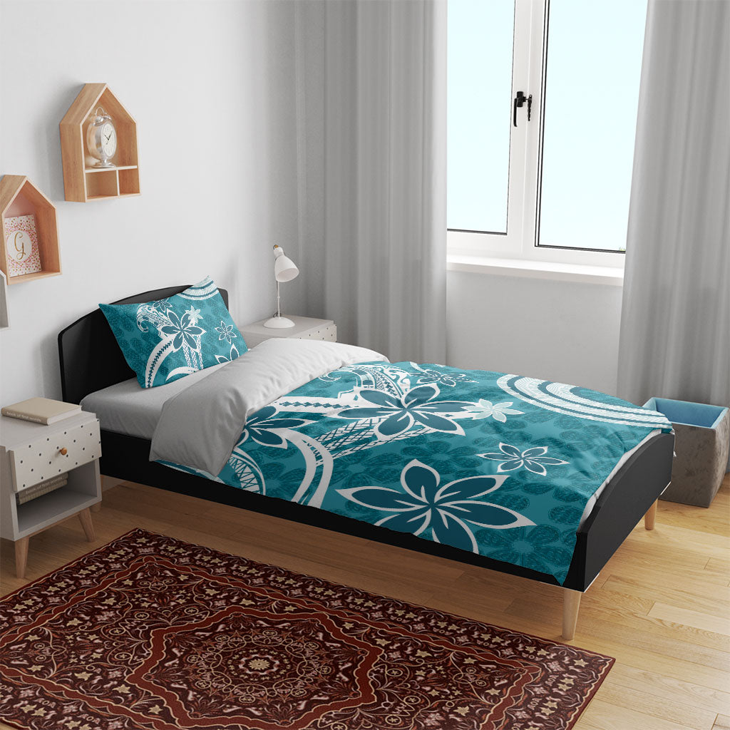 Hawaii Pupuala Plumeria Teal Bedding Set Polynesian Pattern LT01 - Polynesian Pride