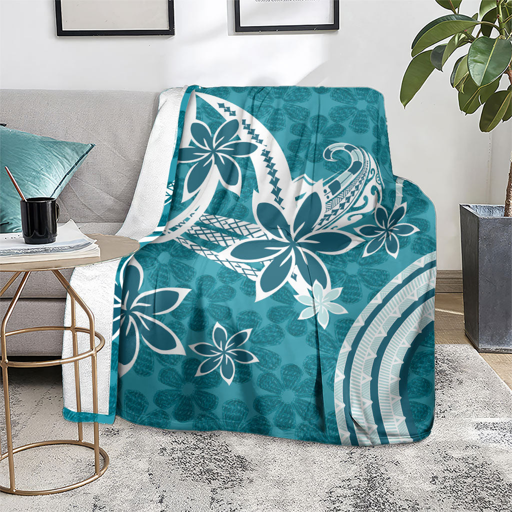 Hawaii Pupuala Plumeria Teal Blanket Polynesian Pattern LT01 - Polynesian Pride