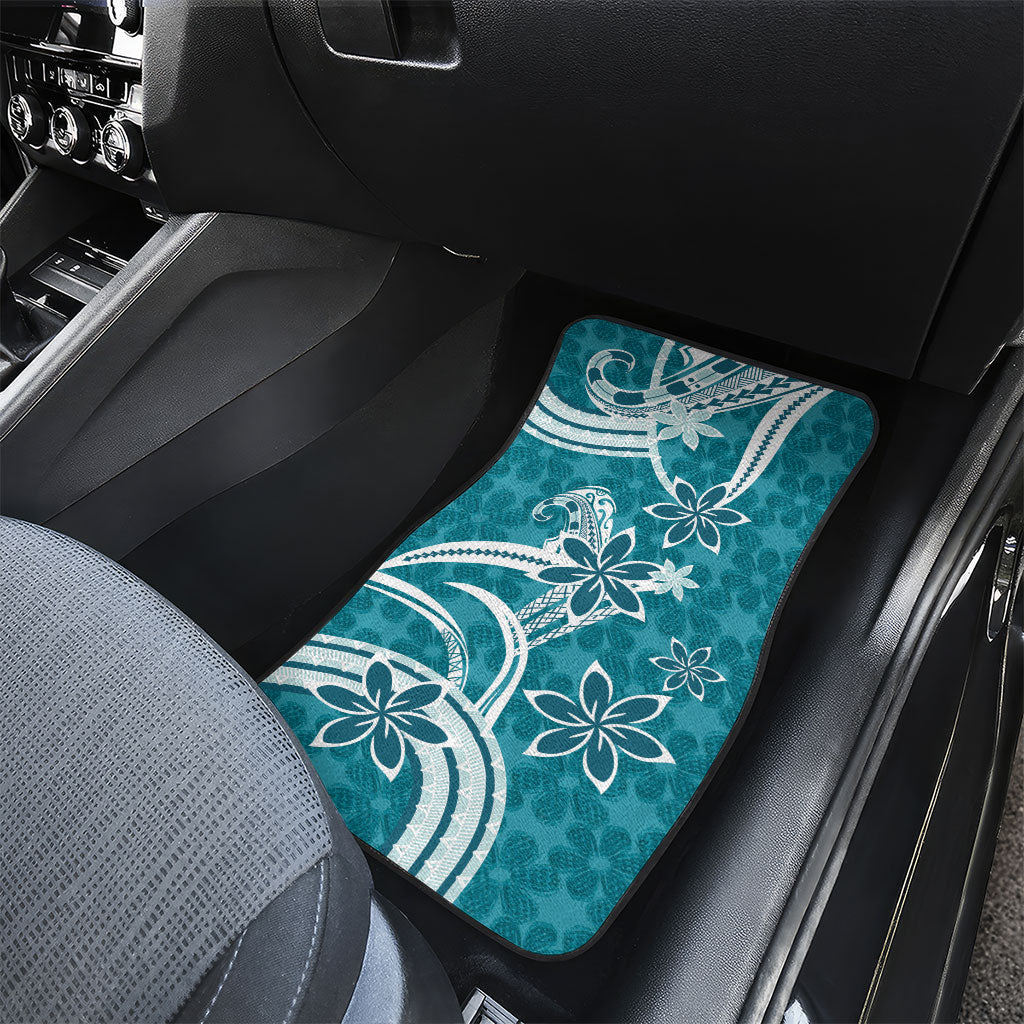 Hawaii Pupuala Plumeria Teal Car Mats Polynesian Pattern LT01 - Polynesian Pride