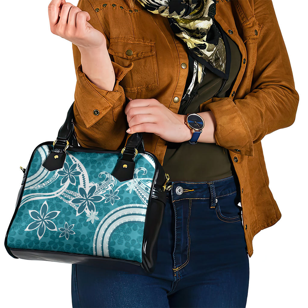 Hawaii Pupuala Plumeria Teal Shoulder Handbag Polynesian Pattern LT01 - Polynesian Pride