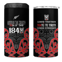 Toitu Te Tiriti 1840 Aotearoa 4 in 1 Can Cooler Tumbler Stand Together Stand Stronger LT01 One Size: 16 oz Black - Polynesian Pride