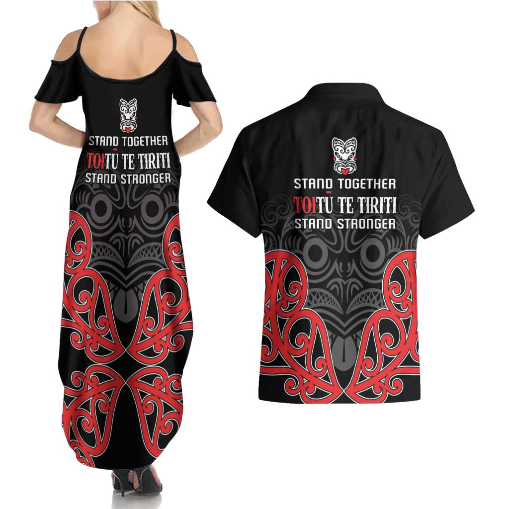 Toitu Te Tiriti 1840 Aotearoa Couples Matching Summer Maxi Dress and Hawaiian Shirt Stand Together Stand Stronger LT01 - Polynesian Pride
