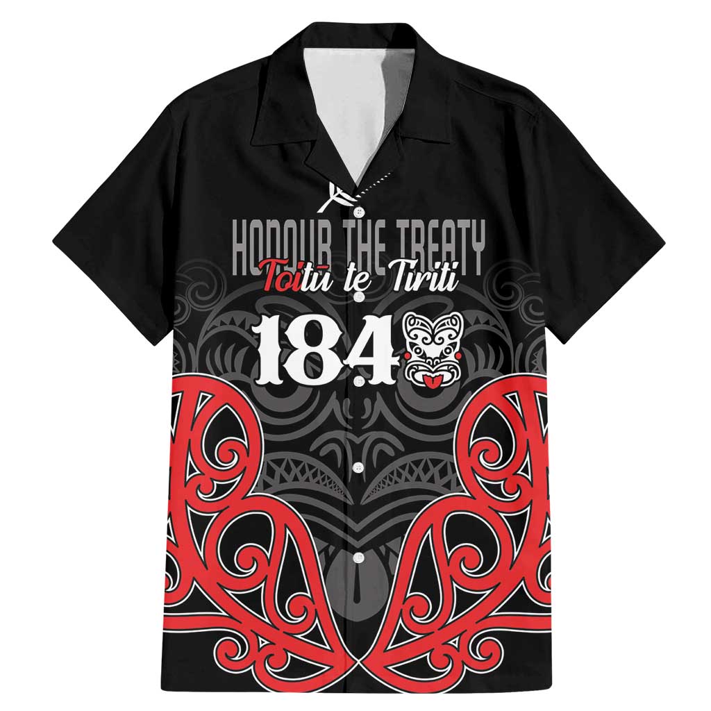 Toitu Te Tiriti 1840 Aotearoa Family Matching Mermaid Dress and Hawaiian Shirt Stand Together Stand Stronger LT01 Dad's Shirt - Short Sleeve Black - Polynesian Pride