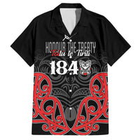 Toitu Te Tiriti 1840 Aotearoa Family Matching Off The Shoulder Long Sleeve Dress and Hawaiian Shirt Stand Together Stand Stronger LT01 Dad's Shirt - Short Sleeve Black - Polynesian Pride