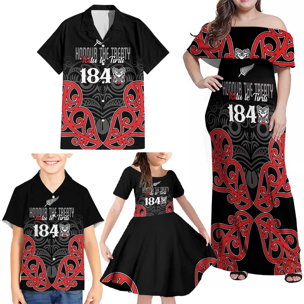 Toitu Te Tiriti 1840 Aotearoa Family Matching Off Shoulder Maxi Dress and Hawaiian Shirt Stand Together Stand Stronger LT01 - Polynesian Pride