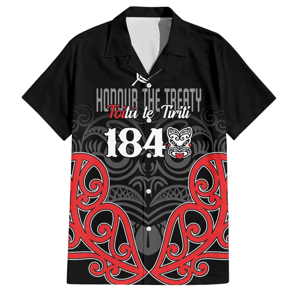 Toitu Te Tiriti 1840 Aotearoa Family Matching Off Shoulder Maxi Dress and Hawaiian Shirt Stand Together Stand Stronger LT01 Dad's Shirt - Short Sleeve Black - Polynesian Pride