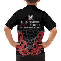 Toitu Te Tiriti 1840 Aotearoa Family Matching Off Shoulder Short Dress and Hawaiian Shirt Stand Together Stand Stronger LT01 - Polynesian Pride