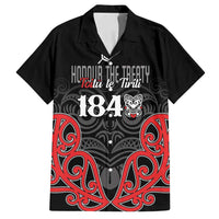 Toitu Te Tiriti 1840 Aotearoa Family Matching Off Shoulder Short Dress and Hawaiian Shirt Stand Together Stand Stronger LT01 Dad's Shirt - Short Sleeve Black - Polynesian Pride