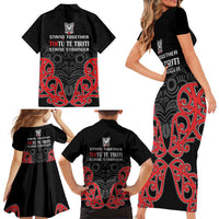 Toitu Te Tiriti 1840 Aotearoa Family Matching Short Sleeve Bodycon Dress and Hawaiian Shirt Stand Together Stand Stronger LT01 - Polynesian Pride