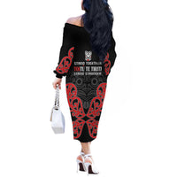Toitu Te Tiriti 1840 Aotearoa Off The Shoulder Long Sleeve Dress Stand Together Stand Stronger LT01 - Polynesian Pride