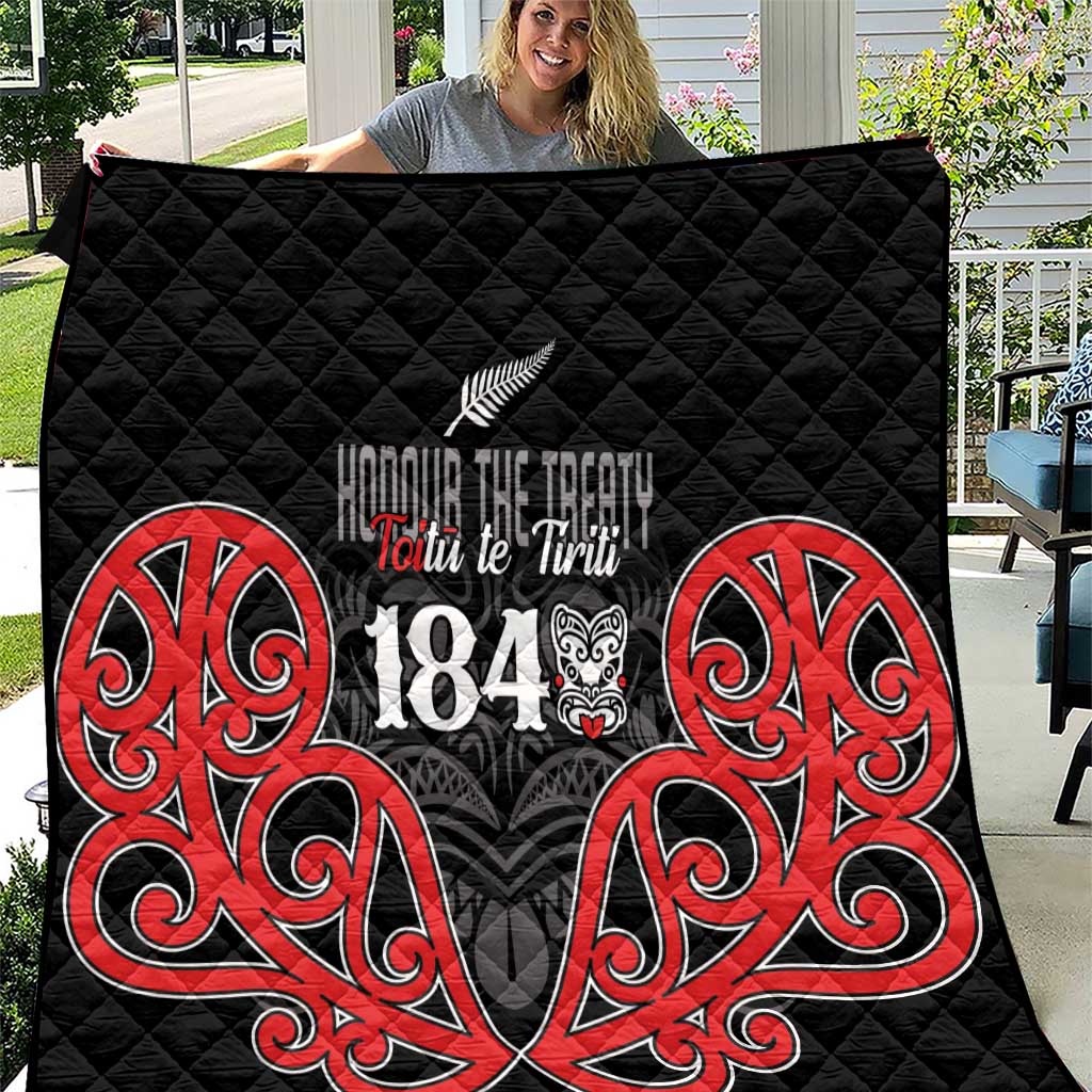 Toitu Te Tiriti 1840 Aotearoa Quilt Stand Together Stand Stronger LT01 Black - Polynesian Pride