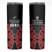 Toitu Te Tiriti 1840 Aotearoa Skinny Tumbler Stand Together Stand Stronger LT01 Black - Polynesian Pride