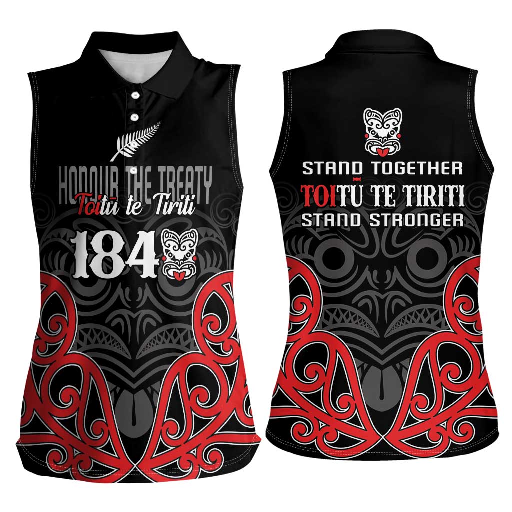 Toitu Te Tiriti 1840 Aotearoa Women Sleeveless Polo Shirt Stand Together Stand Stronger LT01 - Polynesian Pride