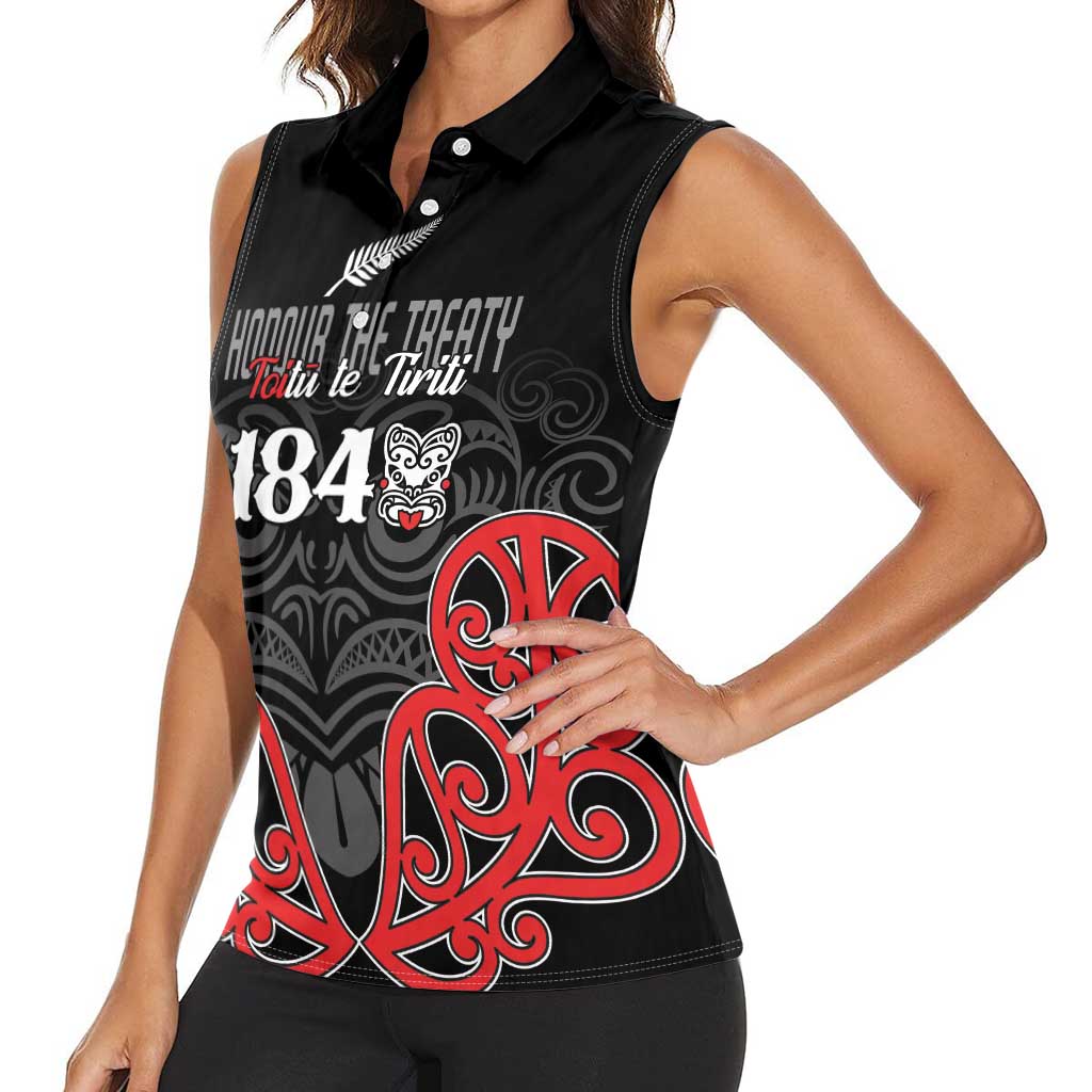 Toitu Te Tiriti 1840 Aotearoa Women Sleeveless Polo Shirt Stand Together Stand Stronger LT01 - Polynesian Pride