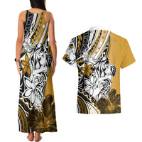 Polynesian Valentine Couples Matching Tank Maxi Dress and Hawaiian Shirt Couple Floral Unique Gold Version LT01 - Polynesian Pride
