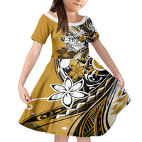 Polynesian Valentine Family Matching Summer Maxi Dress and Hawaiian Shirt Couple Floral Unique Gold Version LT01 Daughter's Dress Gold - Polynesian Pride