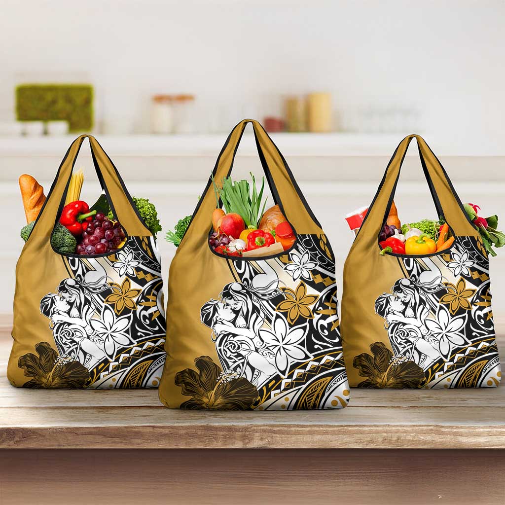 Polynesian Valentine Grocery Bag Couple Floral Unique Gold Version LT01 3-pack One Size Gold - Polynesian Pride