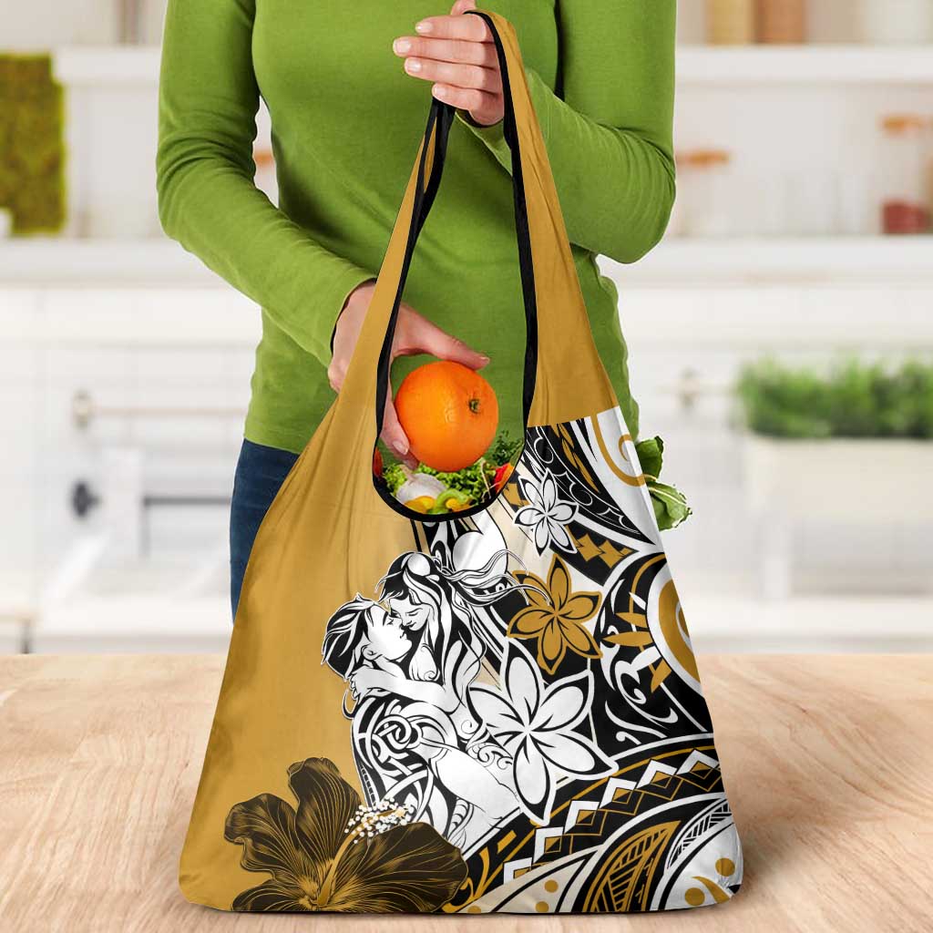 Polynesian Valentine Grocery Bag Couple Floral Unique Gold Version LT01 - Polynesian Pride