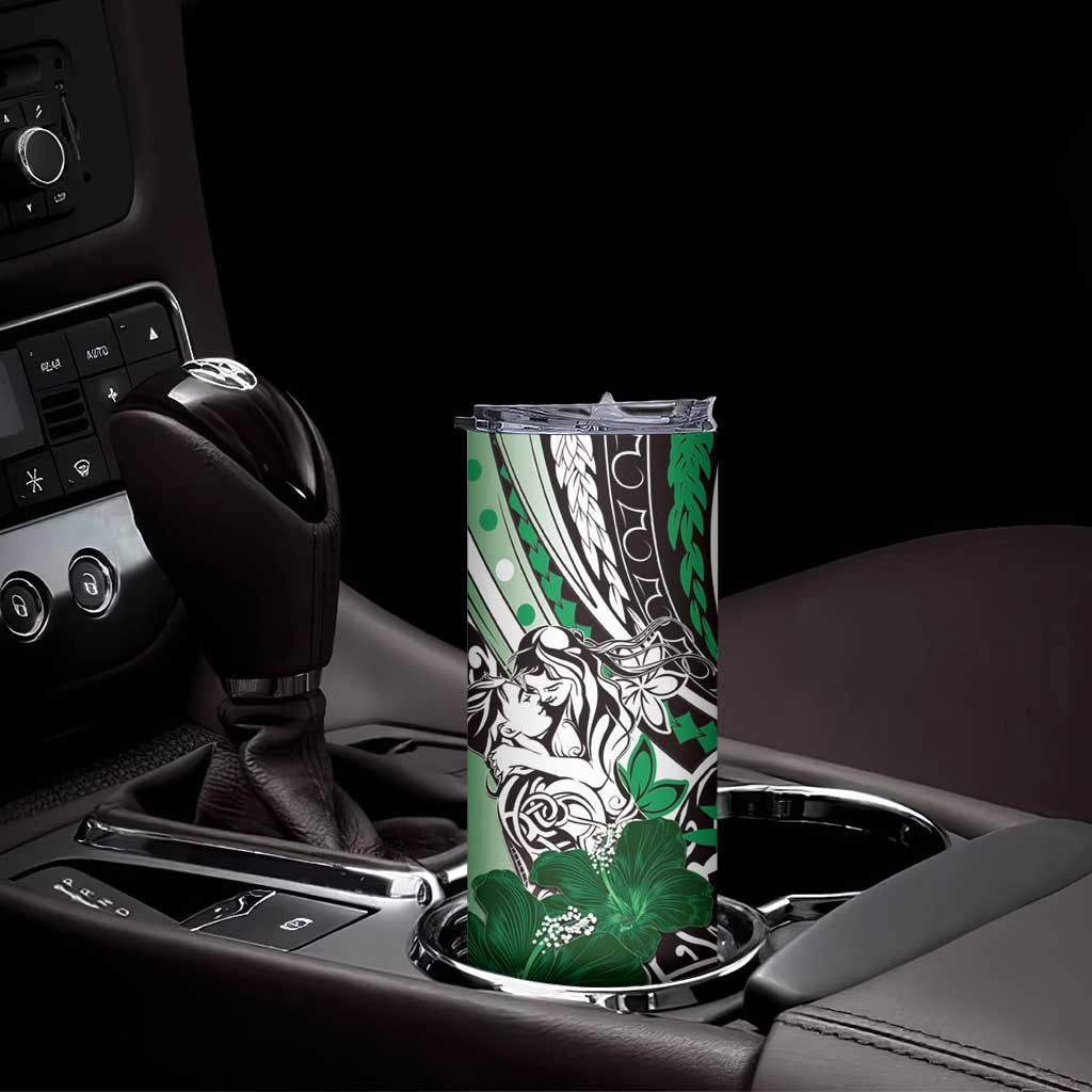 Polynesian Valentine Skinny Tumbler Couple Floral Unique Green Version