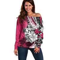 Polynesian Valentine Off Shoulder Sweater Couple Floral Unique Pink Version LT01 Women Pink - Polynesian Pride