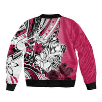 Polynesian Valentine Sleeve Zip Bomber Jacket Couple Floral Unique Pink Version LT01 - Polynesian Pride