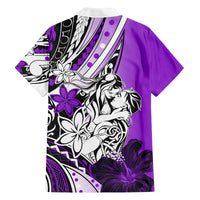Polynesian Valentine Family Matching Long Sleeve Bodycon Dress and Hawaiian Shirt Couple Floral Unique Purple Version LT01 - Polynesian Pride