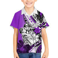 Polynesian Valentine Family Matching Long Sleeve Bodycon Dress and Hawaiian Shirt Couple Floral Unique Purple Version LT01 Son's Shirt Purple - Polynesian Pride