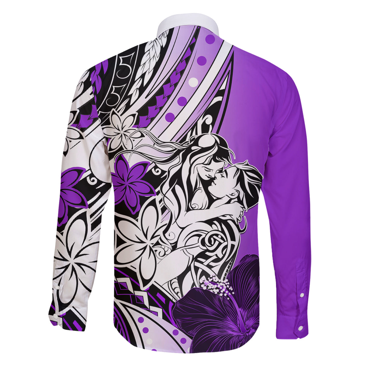 Polynesian Valentine Family Matching Off Shoulder Maxi Dress and Hawaiian Shirt Couple Floral Unique Purple Version LT01 - Polynesian Pride