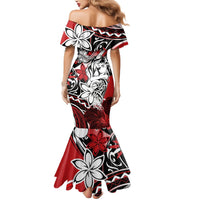 Polynesian Valentine Mermaid Dress Couple Floral Unique Red Version LT01 - Polynesian Pride