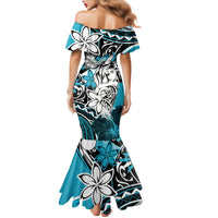 Polynesian Valentine Family Matching Mermaid Dress and Hawaiian Shirt Couple Floral Unique Sky Blue Version LT01 - Polynesian Pride