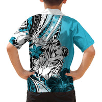 Polynesian Valentine Family Matching Tank Maxi Dress and Hawaiian Shirt Couple Floral Unique Sky Blue Version LT01 - Polynesian Pride