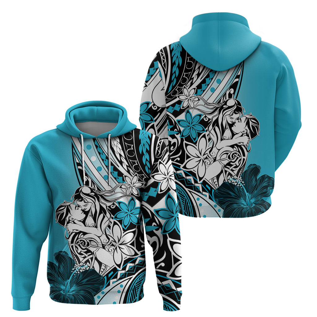 Polynesian Valentine Zip Hoodie Couple Floral Unique Sky Blue Version LT01 - Polynesian Pride