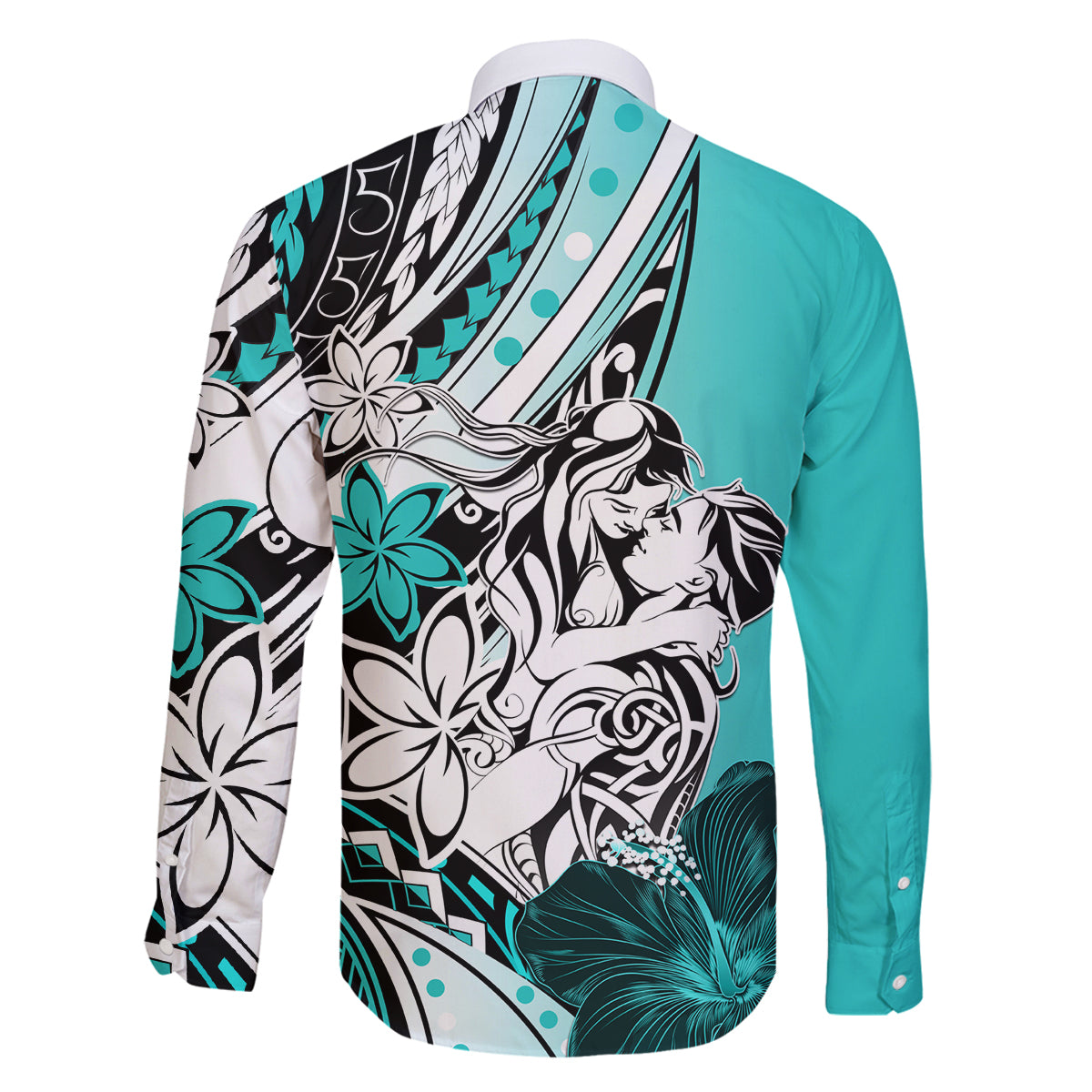 Polynesian Valentine Family Matching Summer Maxi Dress and Hawaiian Shirt Couple Floral Unique Turquoise Version LT01 - Polynesian Pride