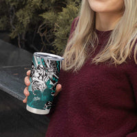 Polynesian Valentine Tumbler Cup Couple Floral Unique Teal Version