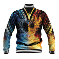 Personalised Polynesian Heart In Fire And Water Baseball Jacket Romantic Elements
