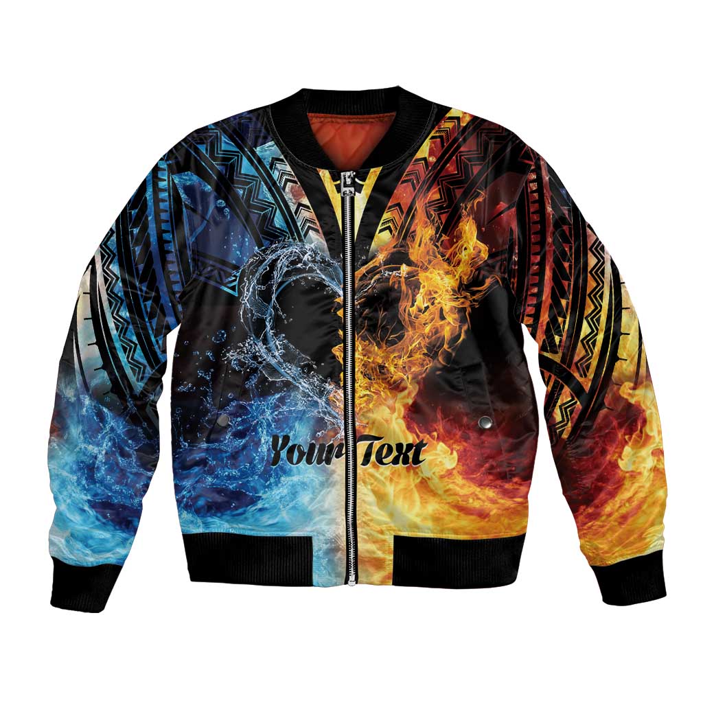 Personalised Polynesian Heart In Fire And Water Bomber Jacket Romantic Elements LT01 Unisex Colorful - Polynesian Pride