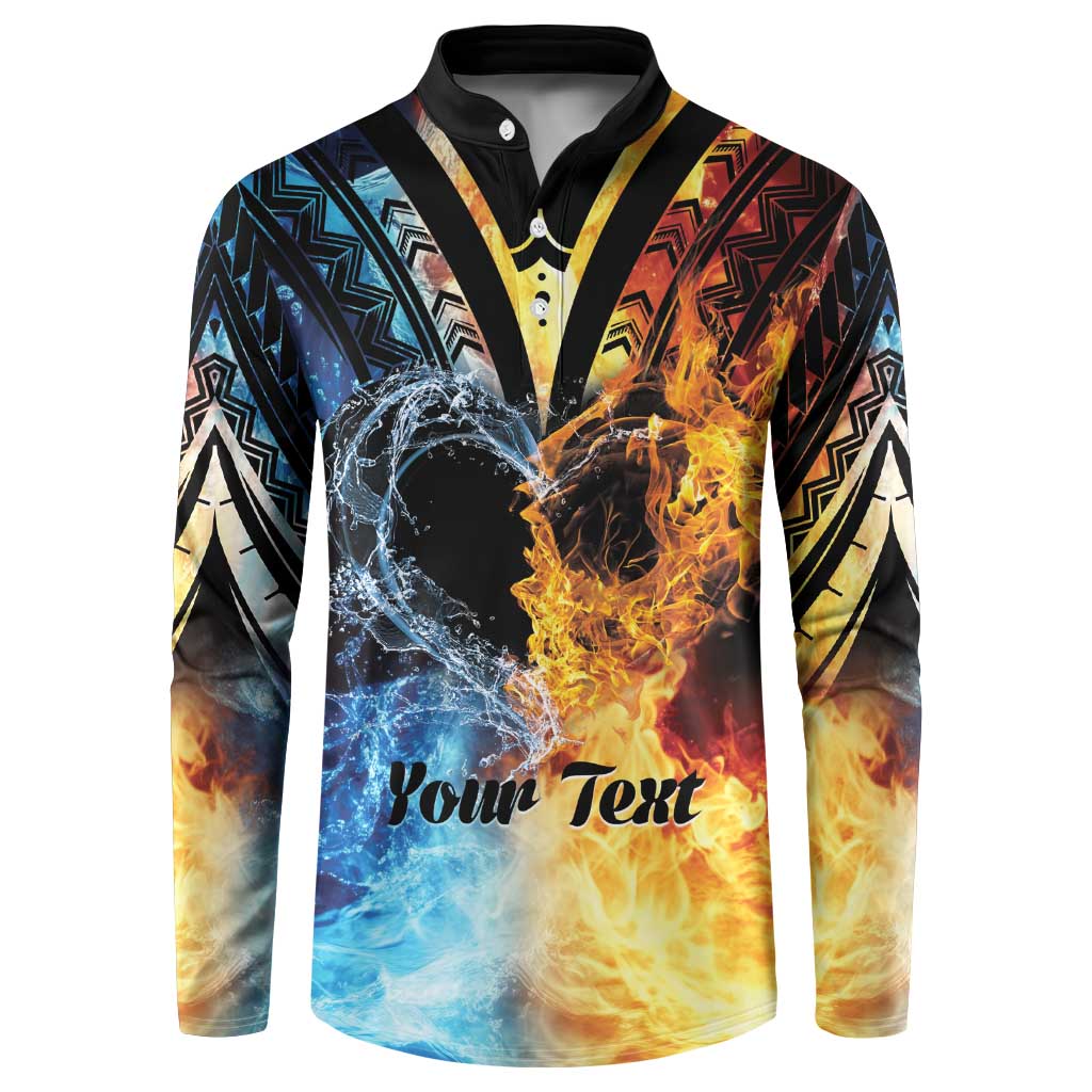 Personalised Polynesian Heart In Fire And Water Button Sweatshirt Romantic Elements