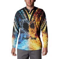 Personalised Polynesian Heart In Fire And Water Button Sweatshirt Romantic Elements
