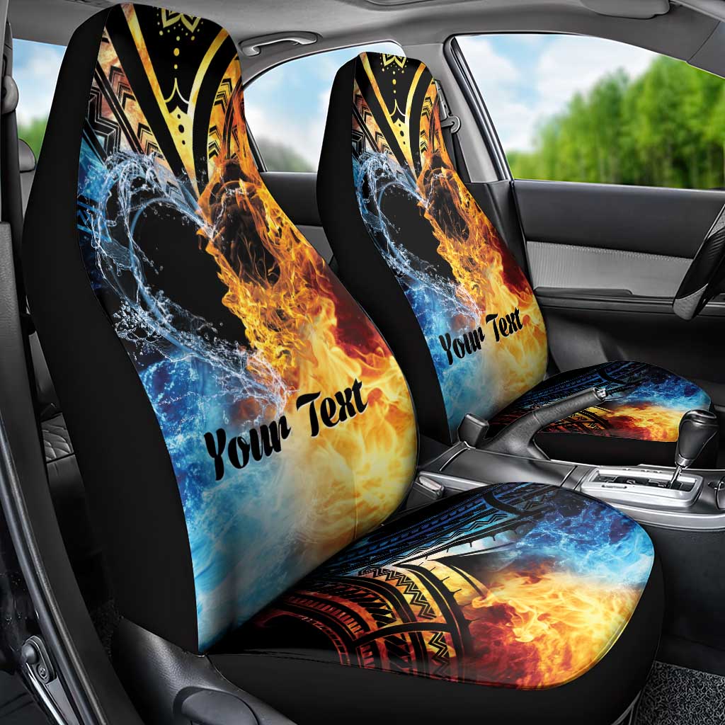 Personalised Polynesian Heart In Fire And Water Car Seat Cover Romantic Elements LT01 - Polynesian Pride