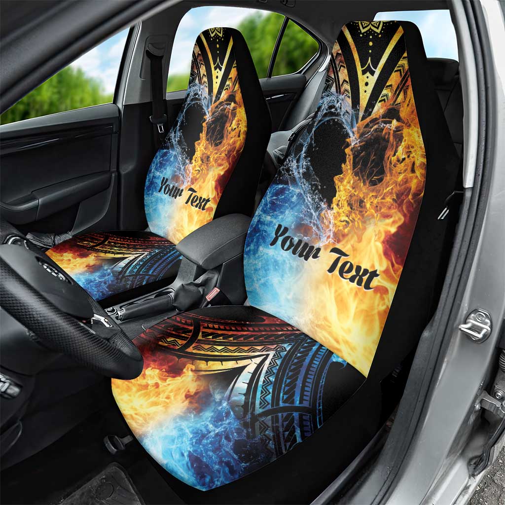 Personalised Polynesian Heart In Fire And Water Car Seat Cover Romantic Elements LT01 - Polynesian Pride